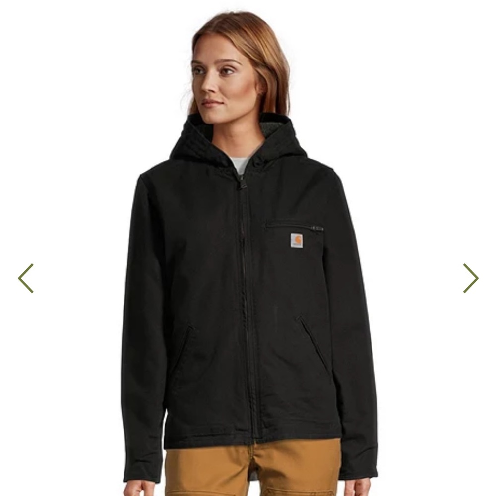 Woman’s Black Washed Cotton Duck Sherpa Lined Jacket